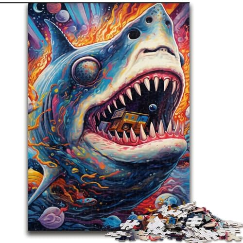 Puzzle 1000 Teile für Erwachsene, Tierkunst, Hai-Puzzle für Jugendliche, Familien-Lernspiele, Heimdekoration, Geschenk (Größe: 50x75cm) von LGSHENG