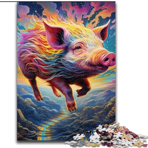 Puzzle 1000 Teile für Erwachsene, Tierkunst, Schwein, Puzzle, Spiel für Erwachsene, Geschenk, Familie, interaktives Spiel, Gehirn-Herausforderung, Geschenk (Größe: 50x75cm) von LGSHENG