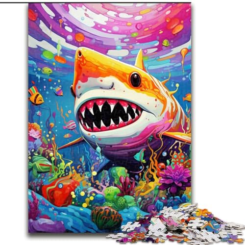 Puzzle 1000 Teile für Erwachsene, Tierkunst-Hai-Puzzle, anspruchsvolles Denkspiel, Familienaktivität, Heimdekoration, (Größe: 26x38cm) von LGSHENG