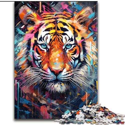 Puzzle 1000 Teile für Erwachsene, Tiertiger, interaktives Familienpuzzle, ideal für Teenager, Denksport-Geschenk (Größe: 26x38cm) von LGSHENG