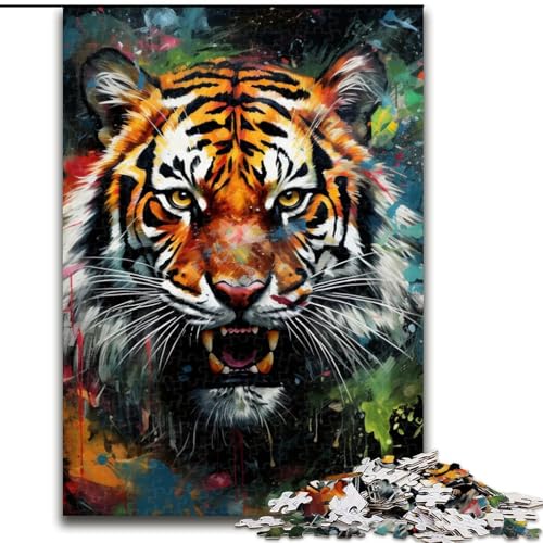 Puzzle 1000 Teile für Erwachsene, Tiertiger-Puzzle, pädagogisches Denkspiel, künstlerische Heim- und Bürodekoration, ab 14 Jahren (Größe: 26x38cm) von LGSHENG