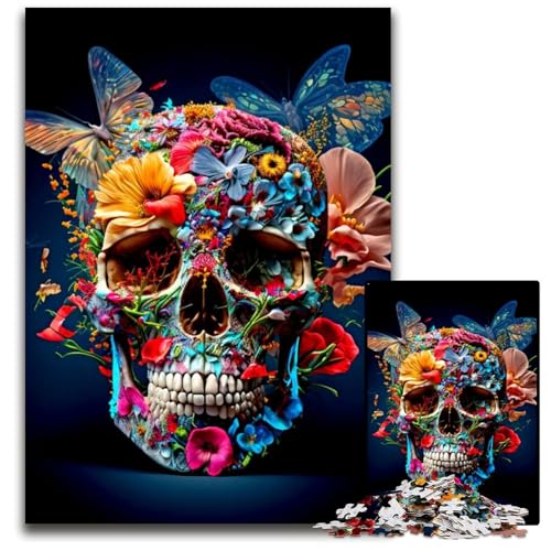 Puzzle 1000 Teile für Erwachsene, Totenkopf-Holzpuzzle, ideal für Verliebte, perfektes Weihnachts-, Neujahrs- oder Valentinstagsgeschenk, 50x75cm Puzzle 1000 Teile für Erwachsene, Totenkopf-Holzpuzzle, ideal für Verliebte, perfektes Weihnachts-, Neujahrs- oder Valentinstagsgeschenk, 50x75cm von LGSHENG