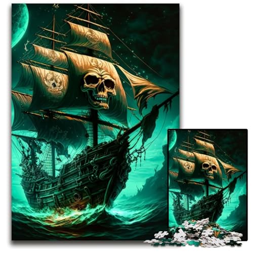 Puzzle 1000 Teile für Erwachsene, Totenkopf-Piratenschiff, Holzpuzzle, ideal für Verliebte, perfektes Weihnachts-, Neujahrs- oder Valentinstagsgeschenk, 26x38cm Puzzle 1000 Teile für Erwachsene, Totenkopf-Piratenschiff, Holzpuzzle, ideal für Verliebte, perfektes Weihnachts-, Neujahrs- oder Valentinstagsgeschenk, 26x38cm von LGSHENG