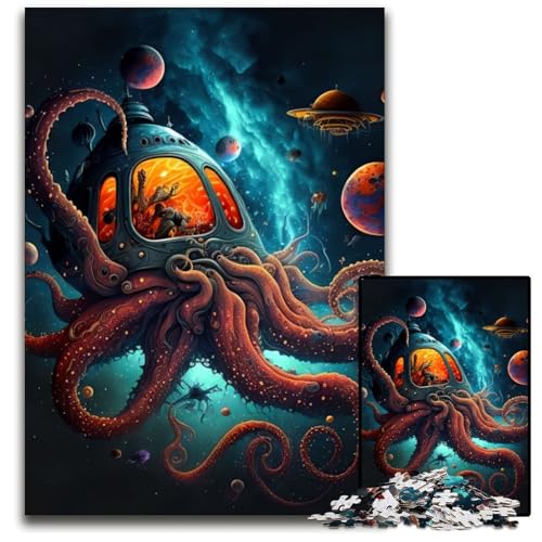 Puzzle 1000 Teile für Erwachsene, Weltraum-Tintenfisch, unmögliches Puzzle für Erwachsene, DIY-Geschenk zur Heimdekoration, Denksportspiel, 26x38cm Puzzle 1000 Teile für Erwachsene, Weltraum-Tintenfisch, unmögliches Puzzle für Erwachsene, DIY-Geschenk zur Heimdekoration, Denksportspiel, 26x38cm von LGSHENG