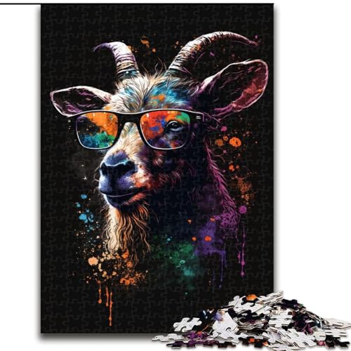 Puzzle 1000 Teile für Erwachsene, Ziege mit Brille, pädagogisches Denkspiel, künstlerische Heim- und Bürodekoration, ab 14 Jahren (Größe: 50x75cm) von LGSHENG