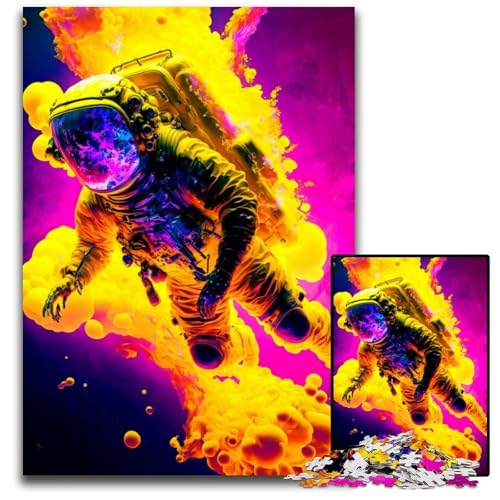 Puzzle 1000 Teile für Erwachsene, buntes Astronauten-Holzpuzzle, Denksportspiel, interaktives Familienspiel, geeignet für Kinder ab 14 Jahren, 26x38cm von LGSHENG