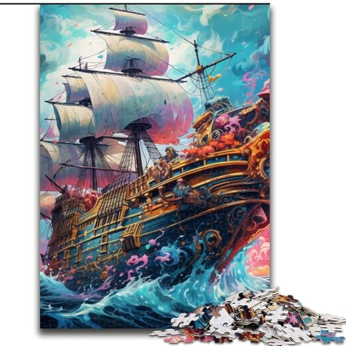 Puzzle 1000 Teile für Erwachsene, buntes Piratenschiff-Puzzle, lustige Aktivität für die ganze Familie, Herausforderung für das Gehirn, Teenager (Größe: 26x38cm) von LGSHENG