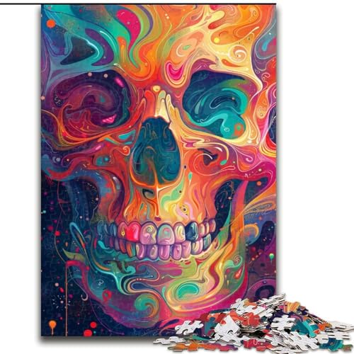 Puzzle 1000 Teile für Erwachsene, buntes Totenkopf-Puzzle, ideal für Teenager und Sammler, Reisegeschenk, Familienaktivität (Größe: 50x75cm) von LGSHENG