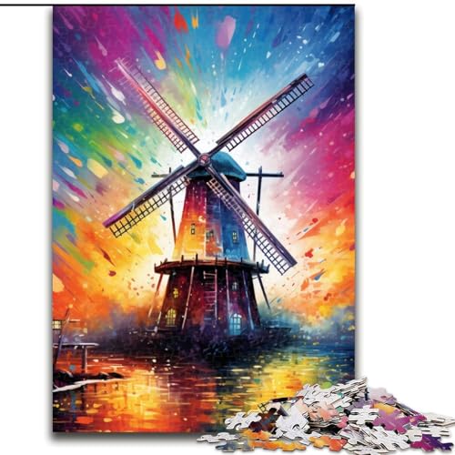 Puzzle 1000 Teile für Erwachsene, buntes Windmühlen-Puzzle, Familie und Freunde, geeignet für Kinder ab 14 Jahren (Größe: 26x38cm) von LGSHENG