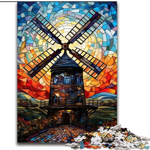 Puzzle 1000 Teile für Erwachsene, buntes Windmühlen-Puzzle für Teenager, Familienspielabend, hirnfordernde Geschenkidee (Größe: 50x75cm) von LGSHENG