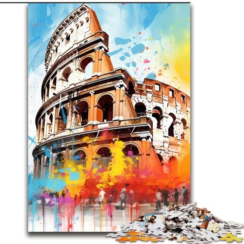Puzzle 1000 Teile für Erwachsene, buntes römisches Kolosseum-Puzzle für Teenager, Familien-Lernspiele, Heimdekorationsgeschenk (Größe: 26x38cm) von LGSHENG