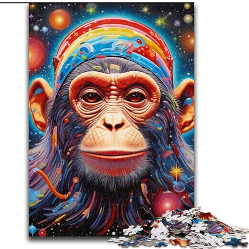 Puzzle 1000 Teile für Erwachsene, farbenfrohes Kunst-Affen-Puzzle für Teenager, Familien-Lernspiele, Heimdekoration, Geschenk (Größe: 26x38cm) von LGSHENG