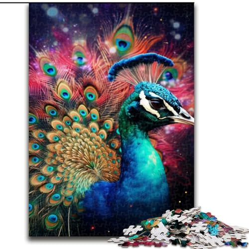 Puzzle 1000 Teile für Erwachsene, farbenfrohes Kunst-Pfauen-Puzzle, Heimaktivität für Feiertage, Geburtstage und Familienspieleabende (Größe: 50x75cm) von LGSHENG