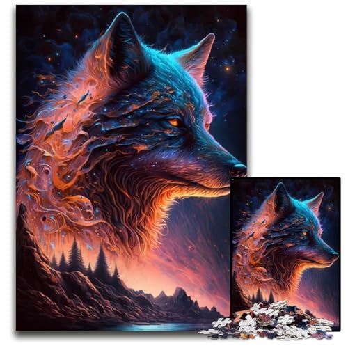 Puzzle 1000 Teile für Erwachsene, legendärer Wolf, Holzpuzzle, ideales DIY-Dekor und Denksportgeschenk, 50x75cm Puzzle 1000 Teile für Erwachsene, legendärer Wolf, Holzpuzzle, ideales DIY-Dekor und Denksportgeschenk, 50x75cm von LGSHENG