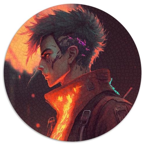 Puzzle 1000 Teile für Erwachsene, rund, Flame Boy, Papppuzzle, kompliziertes Design für Teenager, DIY-Dekor und gehirnfördernder Spaß, 67,5 x 67,5 cm von LGSHENG