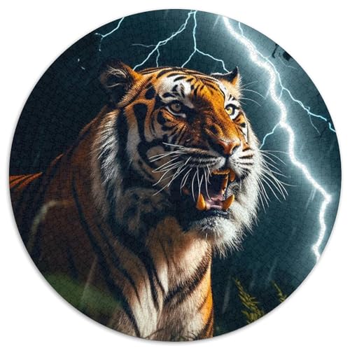 Puzzle 1000 Teile für Erwachsene, rundes Tiger-Papierpuzzle, Geburtstage, Weihnachten, Halloween, Thanksgiving, Ostern (67,5 x 67,5 cm) von LGSHENG