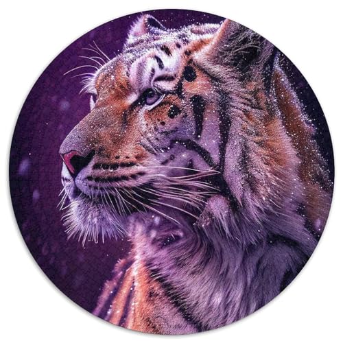Puzzle 1000 Teile für Erwachsene, rundes Tiger-Papierpuzzle, Geburtstage, Weihnachten, Halloween, Thanksgiving, Ostern (67,5 x 67,5 cm) von LGSHENG