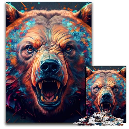 Puzzle 1000 Teile für Erwachsene „The Mighty Bear“ aus Holz, Denkspiel, interaktives Familienspiel, geeignet für Kinder ab 14 Jahren, 26x38cm von LGSHENG