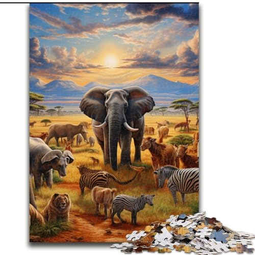 Puzzle 1000 Teile für Erwachsene Afrikanische Tiere Puzzle-Aktivität für zu Hause für Feiertage, Geburtstage und Familienspieleabende (Größe: 50x75cm) von LGSHENG