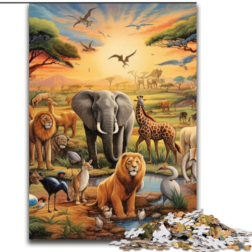Puzzle 1000 Teile für Erwachsene Afrikanische Tiere Puzzle für Jugendliche Familien-Lernspiele Heimdekoration Geschenk (Größe: 26x38cm) von LGSHENG