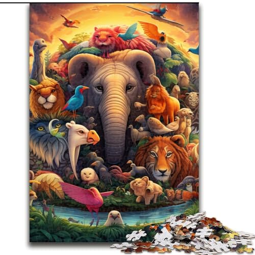 Puzzle 1000 Teile für Erwachsene Afrikanische Tiere Puzzle für Jugendliche Familien-Lernspiele Heimdekoration Geschenk (Größe: 26x38cm) von LGSHENG