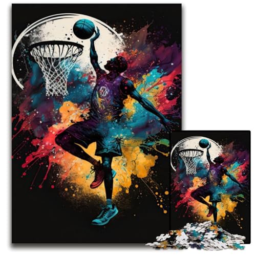 Puzzle 1000 Teile für Erwachsene Basketball Bunte Holzpuzzles Interaktives Familienspiel, Bastelgeschenk mit farbenfrohen Kunstwerken 50x75CM/19,68x29,52 Zoll Puzzle 1000 Teile für Erwachsene Basketball Bunte Holzpuzzles Interaktives Familienspiel, Bastelgeschenk mit farbenfrohen Kunstwerken 50x75CM/19,68x29,52 Zoll von LGSHENG