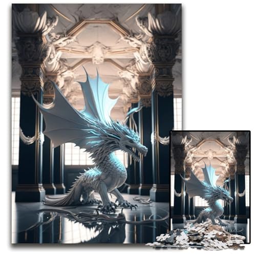 Puzzle 1000 Teile für Erwachsene Brave Dragon Holzpuzzle Denkspiel, Interaktives Familienspiel, Geeignet für Kinder ab 14 Jahren 50x75CM/19.68x29.52inch von LGSHENG
