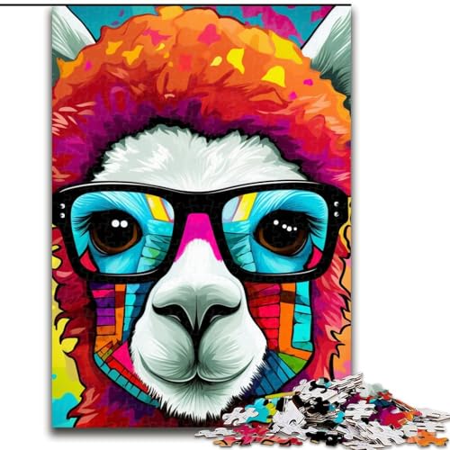 Puzzle 1000 Teile für Erwachsene Bunte Alpakas Puzzle Spiel für Erwachsene Geschenk Familieninteraktives Spiel Gehirnherausforderung Geschenk (Größe: 26x38cm) von LGSHENG
