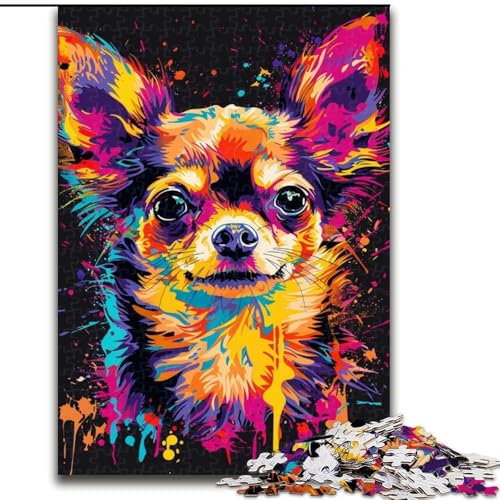 Puzzle 1000 Teile für Erwachsene Chihuahua DJ Neon Puzzle Familienaktivitätsspiel für Teenager, anspruchsvolles Denkspiel (Größe: 50x75cm) von LGSHENG