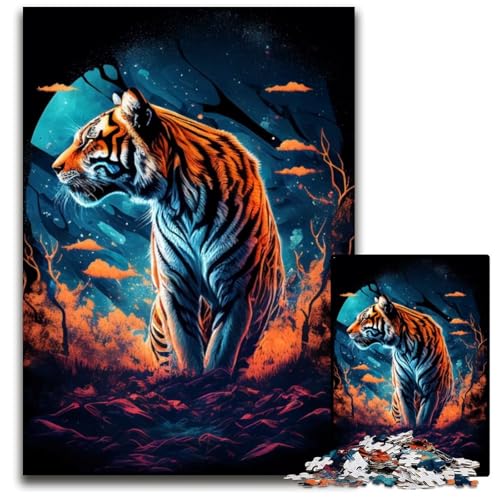 Puzzle 1000 Teile für Erwachsene Der Tiger Unmögliches Puzzle für Erwachsene DIY Wohnkultur Geschenk, Denksportspiel 50x75CM/19.68x29.52inch von LGSHENG