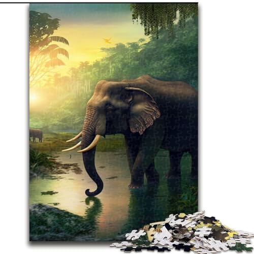 Puzzle 1000 Teile für Erwachsene Elefanten Tierpuzzle Spiel für Erwachsene Geschenk Familieninteraktives Spiel Gehirnherausforderung Geschenk (Größe: 50x75cm) von LGSHENG