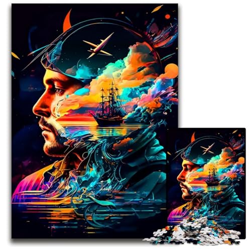 Puzzle 1000 Teile für Erwachsene Fantasy Face Unmögliches Puzzle für Erwachsene DIY Home Decor Geschenk, Denksportspiel 26X38CM/10.23x14.96inch von LGSHENG