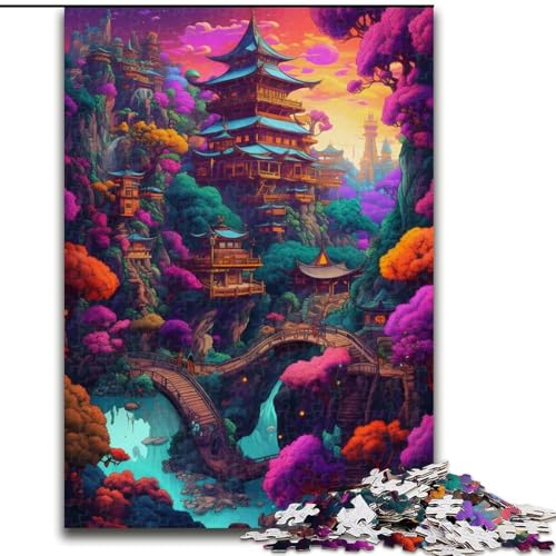 Puzzle 1000 Teile für Erwachsene Fantasy Village Puzzle Spiel für Erwachsene Geschenk Familie Interaktives Spiel Gehirn-Herausforderung Geschenk (Größe: 26x38cm) von LGSHENG