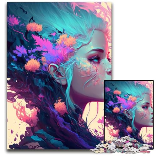 Puzzle 1000 Teile für Erwachsene Flower Power Holzpuzzle Denkspiel für Teenager und Familieninteraktion 26X38CM/10.23x14.96inch von LGSHENG
