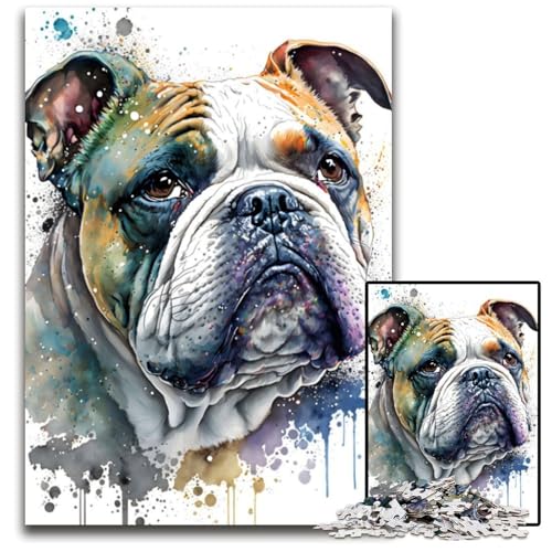 Puzzle 1000 Teile für Erwachsene Französische Bulldogge Holzpuzzle Denkspiel, Interaktives Familienspiel, Geeignet für Kinder ab 14 Jahren 26X38CM/10.23x14.96inch von LGSHENG
