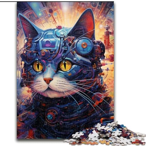 Puzzle 1000 Teile für Erwachsene Futuristisches Katzenpuzzle, Familie und Freunde, geeignet für Kinder ab 14 Jahren (Größe: 26x38cm) von LGSHENG