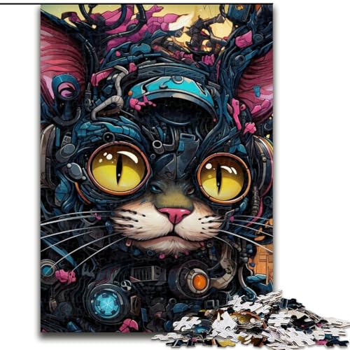Puzzle 1000 Teile für Erwachsene Futuristisches Katzenpuzzle, Heimaktivität für Feiertage, Geburtstage und Familienspieleabende (Größe: 50x75cm) von LGSHENG