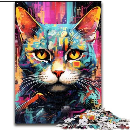 Puzzle 1000 Teile für Erwachsene Futuristisches Katzenpuzzle für Teenager Familien-Lernspiele Heimdekorationsgeschenk (Größe: 50x75cm) von LGSHENG