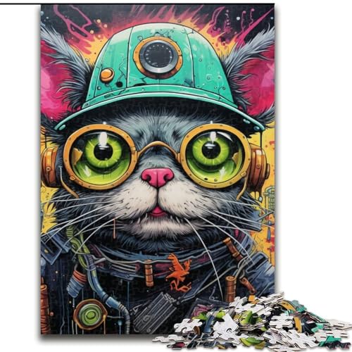 Puzzle 1000 Teile für Erwachsene Futuristisches Katzenpuzzle für Teenager Familien-Lernspiele Heimdekorationsgeschenk (Größe: 50x75cm) von LGSHENG