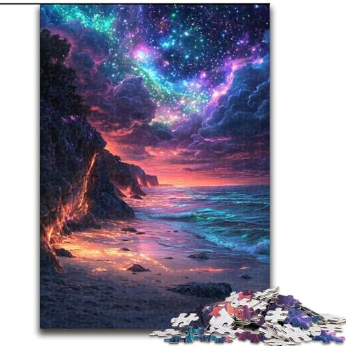 Puzzle 1000 Teile für Erwachsene Galaxy Beach Night View Puzzle Spiel für Erwachsene Geschenk Familieninteraktives Spiel Brain Challenge Geschenk (Größe: 50x75cm) von LGSHENG