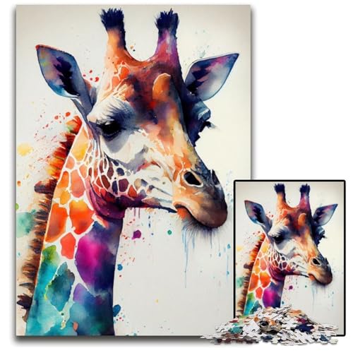 Puzzle 1000 Teile für Erwachsene Giraffe Aquarell Tier Holzpuzzle Denkspiel, Interaktives Familienspiel, Geeignet für Kinder ab 14 Jahren 50x75CM/19.68x29.52inch Puzzle 1000 Teile für Erwachsene Giraffe Aquarell Tier Holzpuzzle Denkspiel, Interaktives Familienspiel, Geeignet für Kinder ab 14 Jahren 50x75CM/19.68x29.52inch von LGSHENG