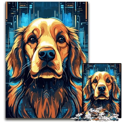 Puzzle 1000 Teile für Erwachsene Golden Retriever Holzpuzzle Denkspiel für Teenager und Familieninteraktion 26X38CM/10.23x14.96inch von LGSHENG
