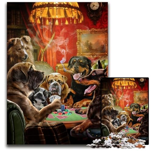 Puzzle 1000 Teile für Erwachsene Hund spielt Pokerspiel Holzpuzzle Denkspiel für Teenager und Familieninteraktion 26X38CM/10.23x14.96inch Puzzle 1000 Teile für Erwachsene Hund spielt Pokerspiel Holzpuzzle Denkspiel für Teenager und Familieninteraktion 26X38CM/10.23x14.96inch von LGSHENG