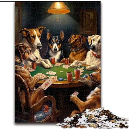 Puzzle 1000 Teile für Erwachsene Hunde Spielen Poker, lustige Aktivität für die ganze Familie, Herausforderung für das Gehirn, Teenager (Größe: 26x38cm) von LGSHENG