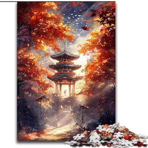 Puzzle 1000 Teile für Erwachsene Japanische Tempel Puzzle für Teenager Familien-Lernspiele Heimdekoration Geschenk (Größe: 26x38cm) von LGSHENG