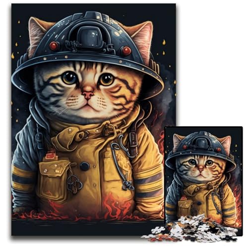 Puzzle 1000 Teile für Erwachsene Katze Feuerwehrmann Papppuzzle Denkspiel für Teenager und Familieninteraktion 26X38CM/10.23x14.96inch Puzzle 1000 Teile für Erwachsene Katze Feuerwehrmann Papppuzzle Denkspiel für Teenager und Familieninteraktion 26X38CM/10.23x14.96inch von LGSHENG