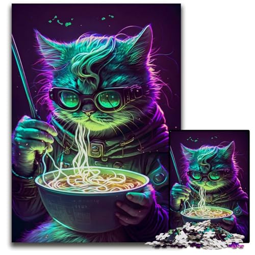 Puzzle 1000 Teile für Erwachsene Katze isst Nudeln Holzpuzzle Denkspiel, interaktives Familienspiel, geeignet für Kinder ab 14 Jahren, 50x75cm Puzzle 1000 Teile für Erwachsene Katze isst Nudeln Holzpuzzle Denkspiel, interaktives Familienspiel, geeignet für Kinder ab 14 Jahren, 50x75cm von LGSHENG