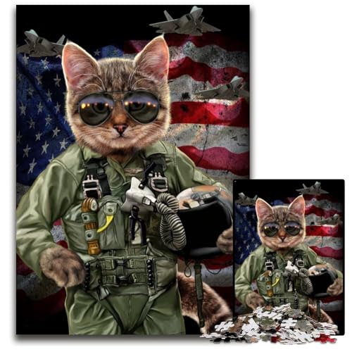 Puzzle 1000 Teile für Erwachsene Katzenpilot in der Luftwaffe Holzpuzzle Denkspiel für Teenager und Familieninteraktion 50x75CM/19.68x29.52inch Puzzle 1000 Teile für Erwachsene Katzenpilot in der Luftwaffe Holzpuzzle Denkspiel für Teenager und Familieninteraktion 50x75CM/19.68x29.52inch von LGSHENG
