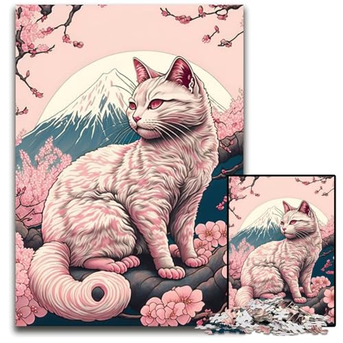 Puzzle 1000 Teile für Erwachsene Kirschblütenkatze Holzpuzzle Ideal für Liebhaber, perfektes Weihnachts-, Neujahrs-, Valentinstagsgeschenk 50x75CM/19,68x29,52 Zoll Puzzle 1000 Teile für Erwachsene Kirschblütenkatze Holzpuzzle Ideal für Liebhaber, perfektes Weihnachts-, Neujahrs-, Valentinstagsgeschenk 50x75CM/19,68x29,52 Zoll von LGSHENG