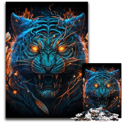 Puzzle 1000 Teile für Erwachsene Mutant Tiger Monster Holzpuzzle Interaktives Familienspiel, Bastelgeschenk mit farbenfrohen Kunstwerken 26X38CM/10,23x14,96 Zoll von LGSHENG